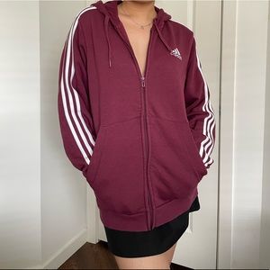 adidas maroon zip up hoodie